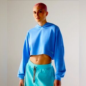 NWT SavageXFenty by:Rhianna Terry scope logo cropped hoodie, s:Large in Blue Dol